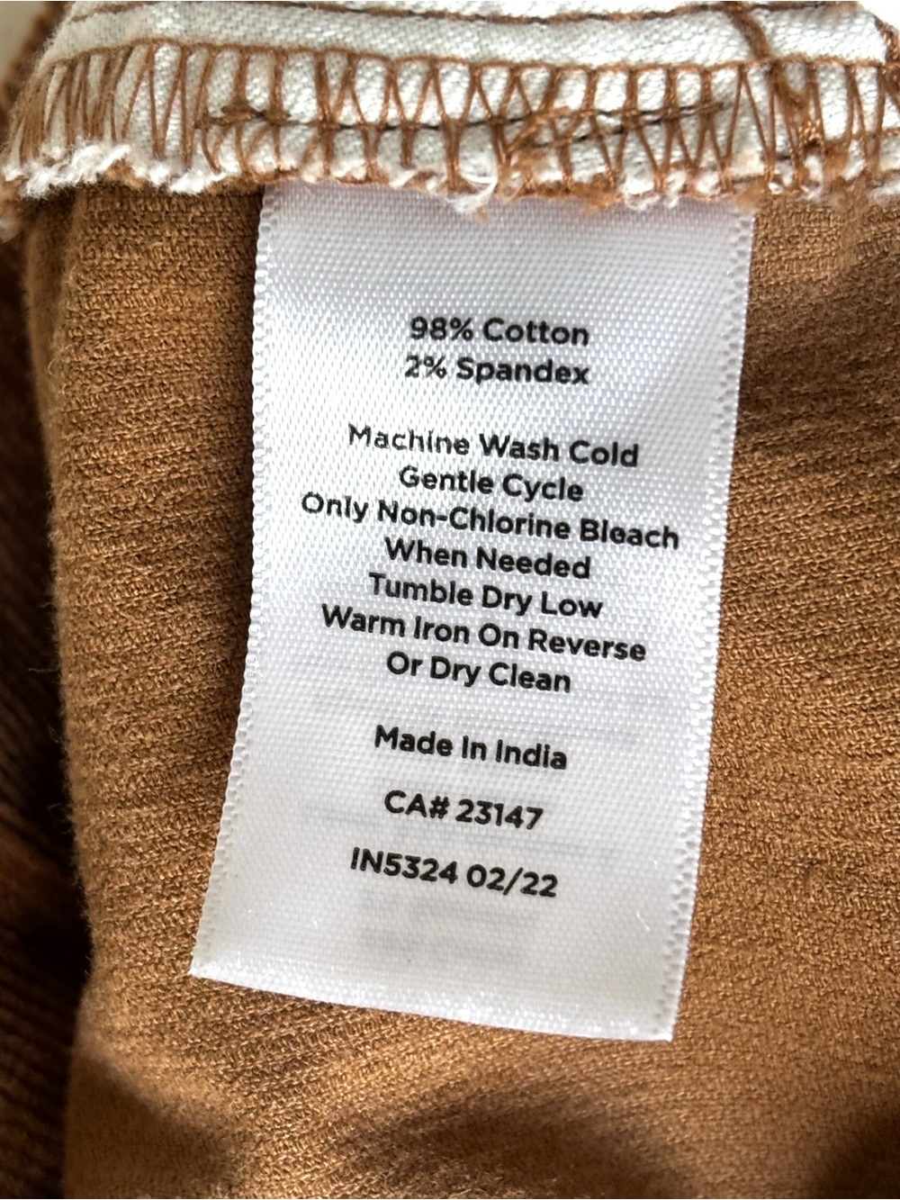 Talbots Corduroy Curvy Straight Leg Pants Caramel Size 14P - Picture 5 of 5